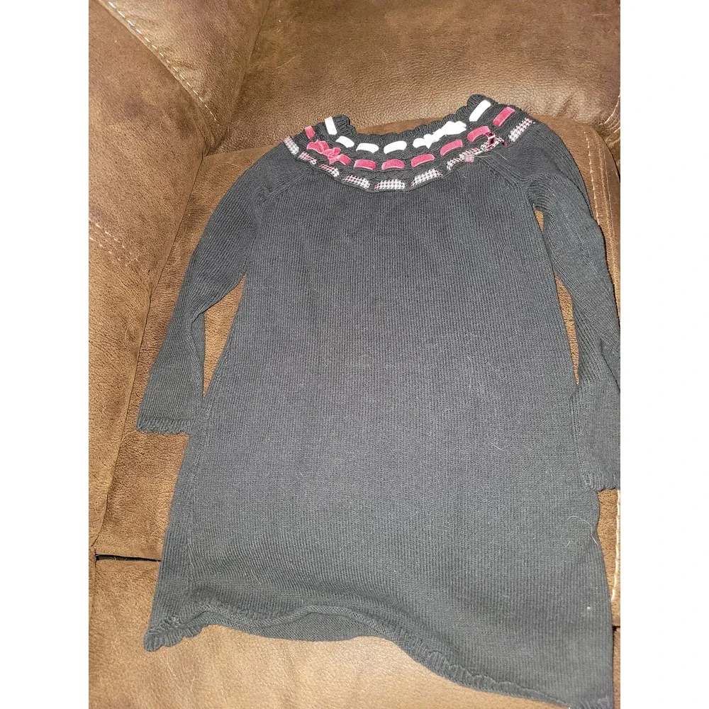Gymboree Christmas classic holiday black sweater dress with bows size 7